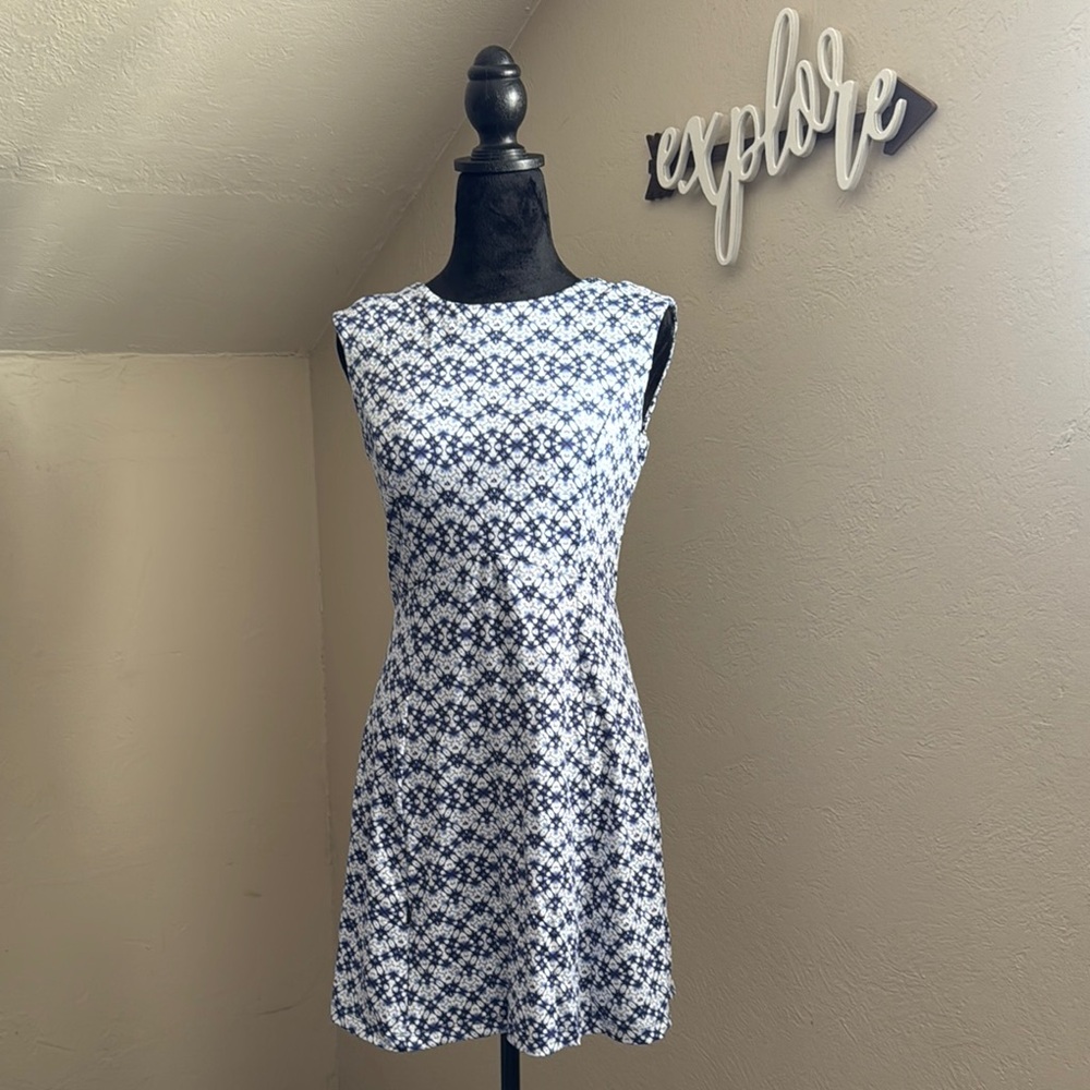 Blue and White Floral Dress